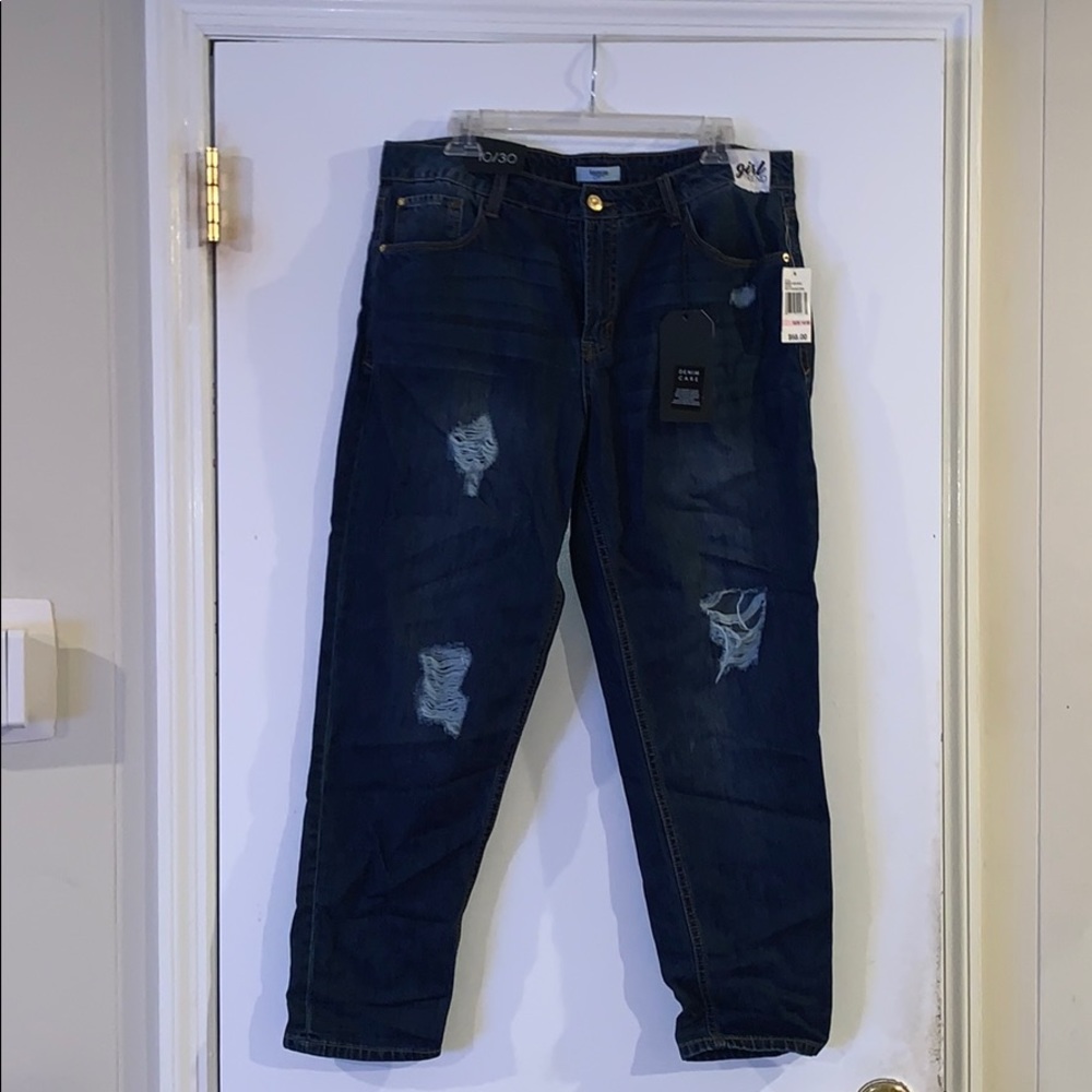 Distressed girlfriend jean